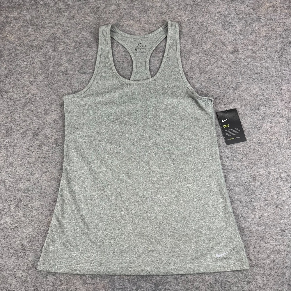 Nike Dri Fit Training Tank Racerback Polyester Gray Womens Medium M
